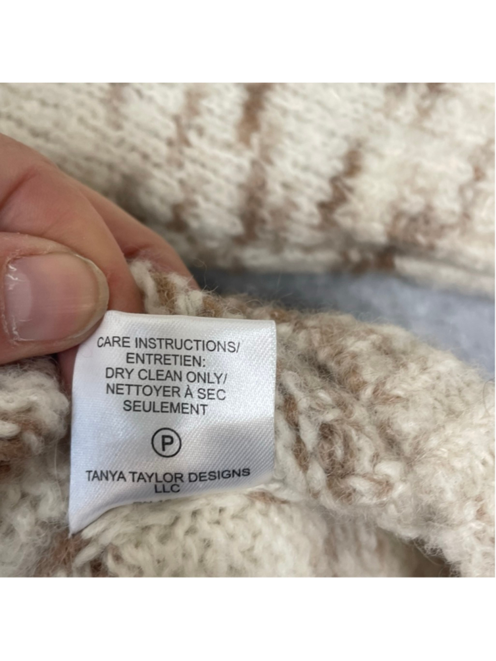 Tanya Taylor Alpaca Wool Sweater L Cream Taupe Chunky Knit - Picture 7 of 11